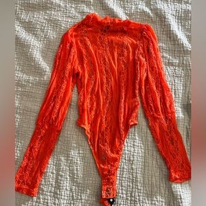 Red Body Suit - long sleeve - Small